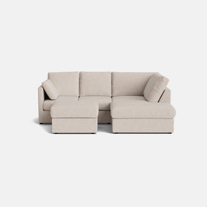 Oslo Soft Woven Texture Right Corner Sofa & Footstool Set - Hailstone