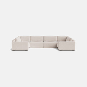 Keira Textured Chenille XL U Shape Closed End Sofa - Sand Whisper
