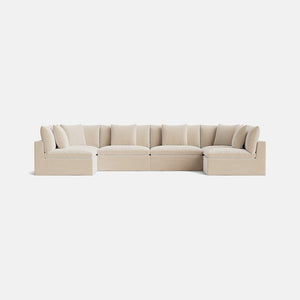 Lila Natural Linen Blend Loose Covers XL U-Shape Sofa Open End - Crisp Linen