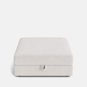 Lisbon Textured Chenille Ottoman Footstool - Hushed Linen