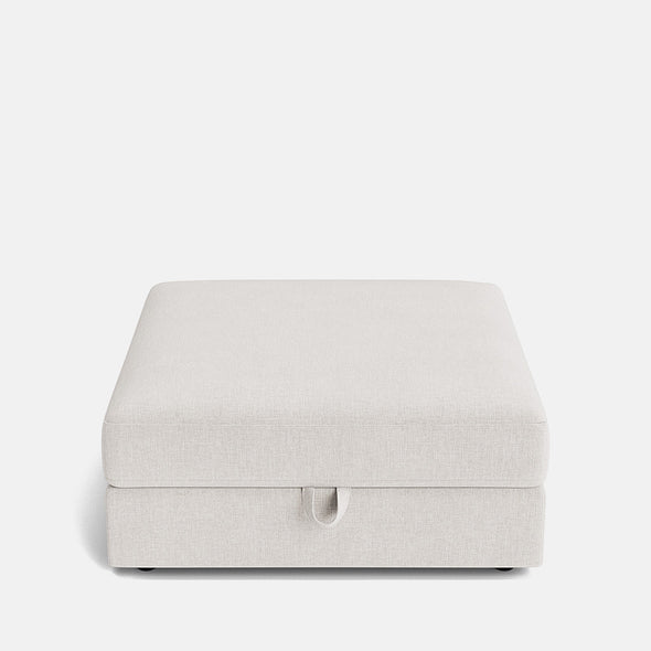 Lisbon Textured Chenille Ottoman Footstool - Hushed Linen  - OUTLET