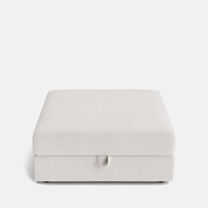 Lisbon Textured Chenille Ottoman Footstool - Hushed Linen  - OUTLET