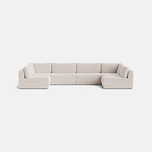 Keira Textured Chenille XL U Shape Open End Sofa - Sand Whisper