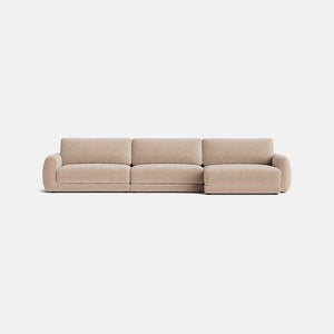 Remi Luxe Chenille Large Sliding Right Chaise Sofa - Taupe Haze