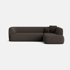 Hoxton Textured Chenille Right Corner Sofa - Cocoa Powder