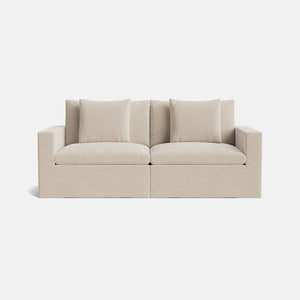 Lila Natural Linen Blend Loose Covers Medium Sofa - Crisp Linen