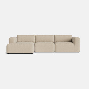 Stamford Soft Woven Texture Large Left Chaise Corner Sofa - Desert Mirage 