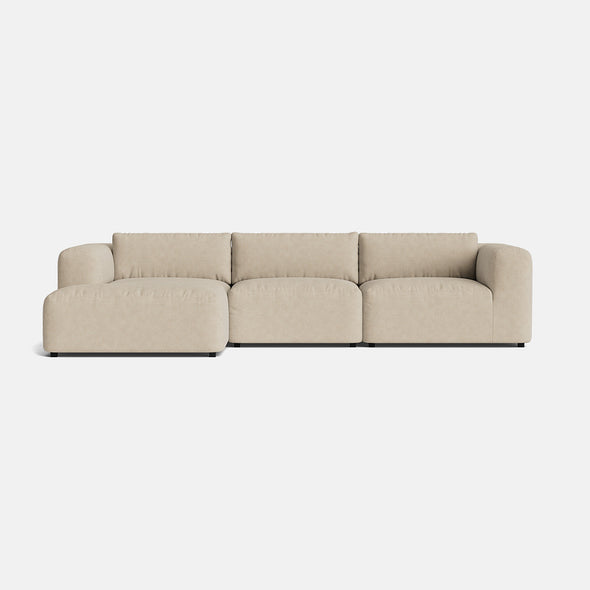 Stamford Soft Woven Texture Large Left Chaise Corner Sofa - Desert Mirage 