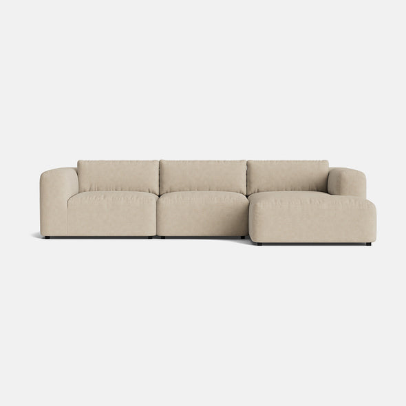 Stamford Soft Woven Texture Large Right Chaise Corner Sofa - Desert Mirage