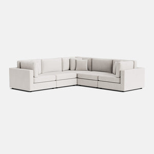 Lisbon Textured Chenille Double Corner Sofa - Hushed Linen