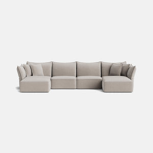 Nori Luxe Chenille XL U Shape Footstool End - Neutral Linen