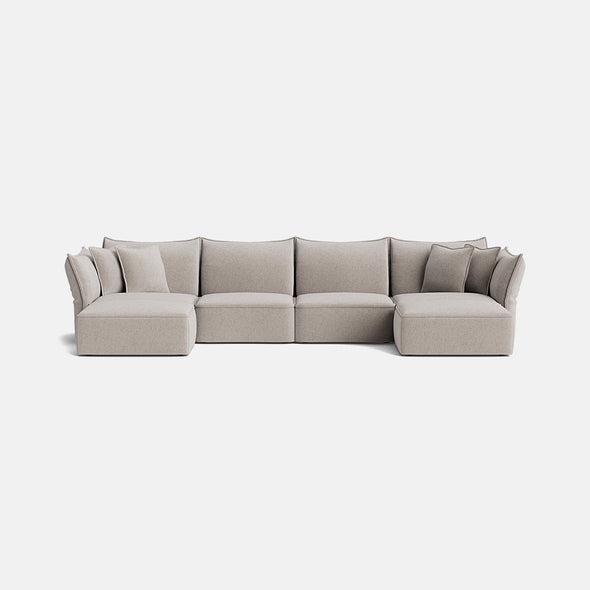 Nori Luxe Chenille XL U Shape Footstool End - Neutral Linen