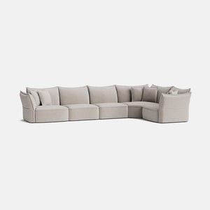 Nori Luxe Chenille Large Left/Right Corner Closed End - Neutral Linen