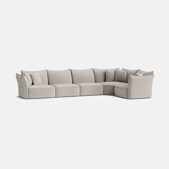 Nori Luxe Chenille Large Left/Right Corner Closed End - Neutral Linen
