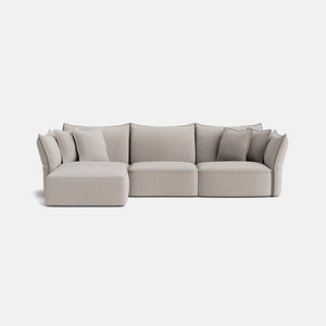 Nori Luxe Chenille Left/Right Corner Footstool End - Neutral Linen