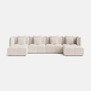 Nala Chenille Boucle XL U Shape Sofa Footstool End - Champagne Haze