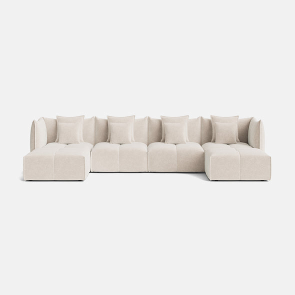 Nala Chenille Boucle XL U Shape Sofa Footstool End - Champagne Haze