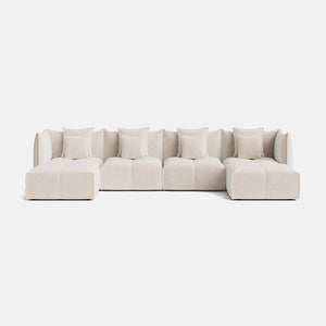 Nala Chenille Boucle XL U Shape Sofa Footstool End - Champagne Haze