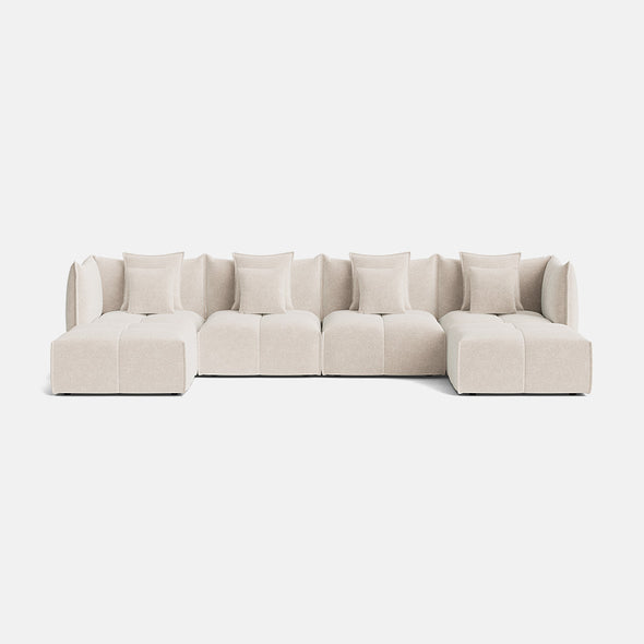 Nala Chenille Boucle XL U Shape Sofa Footstool End - Champagne Haze