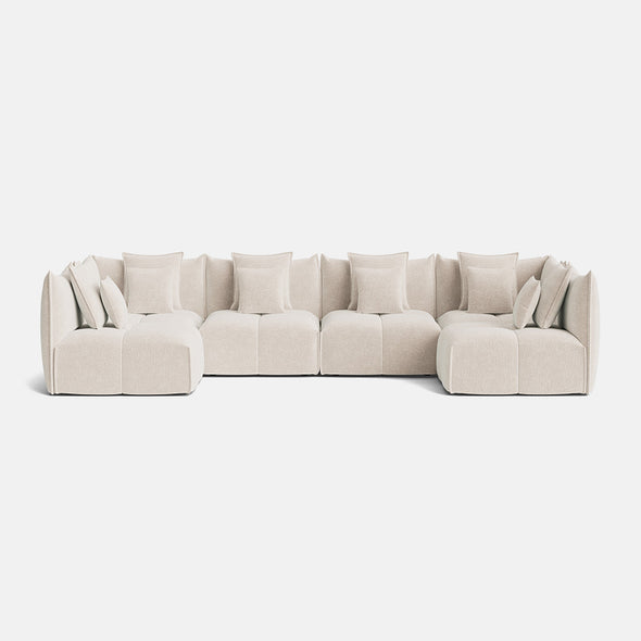 Nala Chenille Boucle XL U Shape Open End Sofa - Champagne Haze