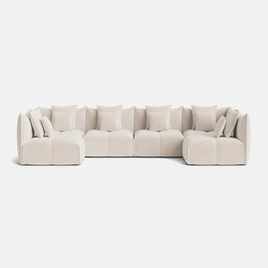 Nala Chenille Boucle XL U Shape Open End Sofa - Champagne Haze