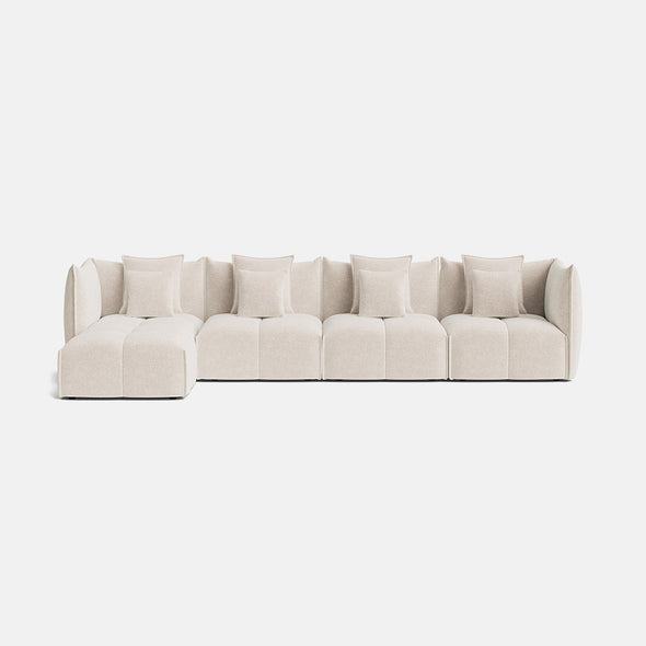 Nala Chenille Boucle XL Left Chaise Corner Sofa - Champagne Haze