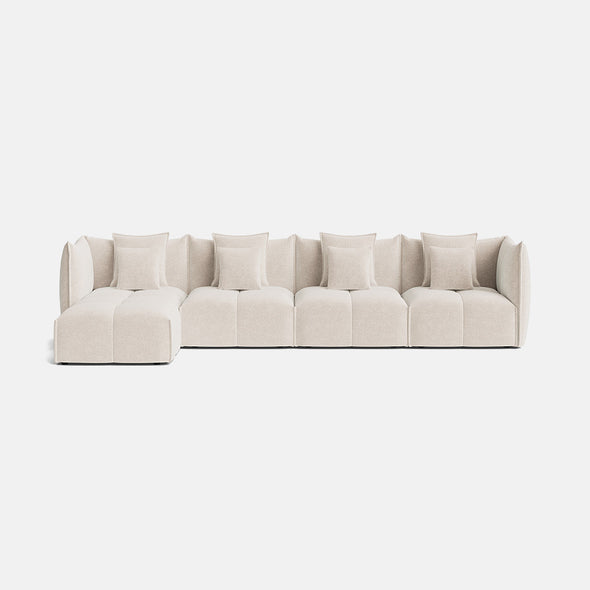 Nala Chenille Boucle XL Left Chaise Corner Sofa - Champagne Haze