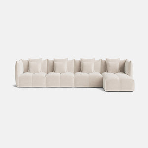 Nala Chenille Boucle XL Right Chaise Corner Sofa - Champagne Haze