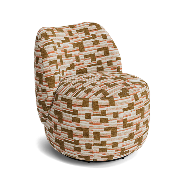 Maia Jacquard Weave Accent Chair - Terracotta Maze, 45-degree view