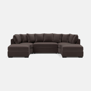 Bishop Luxe Chenille U-Shape Corner Sofa - Deep Espresso