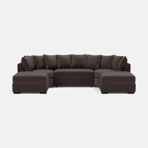 Bishop Luxe Chenille U-Shape Corner Sofa - Deep Espresso