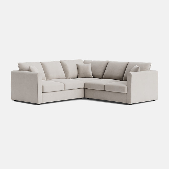 Seville Luxe Chenille Double Corner Sofa - Pale Linen  - OUTLET