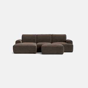 Prague Luxe Chenille  Left Corner & Footstool Set - Walnut Bark