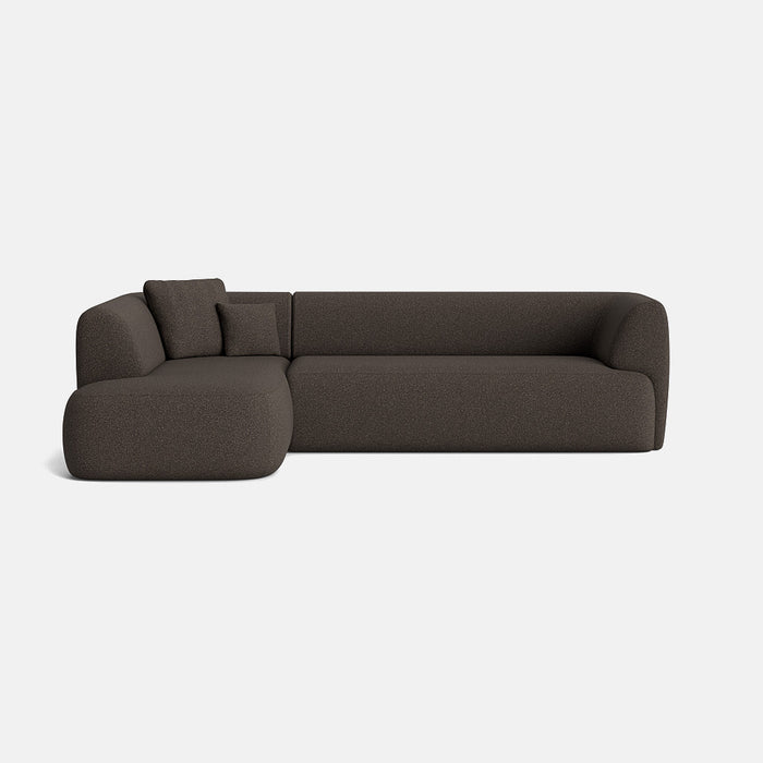 Hoxton Textured Chenille Left Corner Sofa - Cocoa Powder  - OUTLET