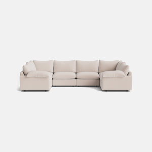 Inez Luxe Chenille XL U Shape Closed End Sofa - Cashmere Stone