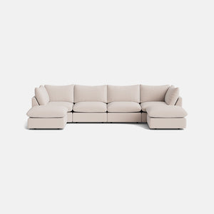 Inez Luxe Chenille XL U Shape Sofa Footstool End Sofa- Cashmere Stone