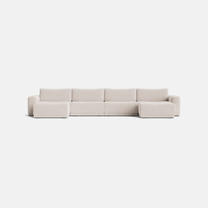 Keira Textured Chenille XL U Shape Sofa Footstool End Sofa - Sand Whisper