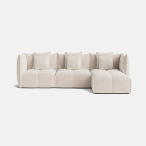 Nala Chenille Boucle Large Right Chaise Corner Sofa - Champagne Haze