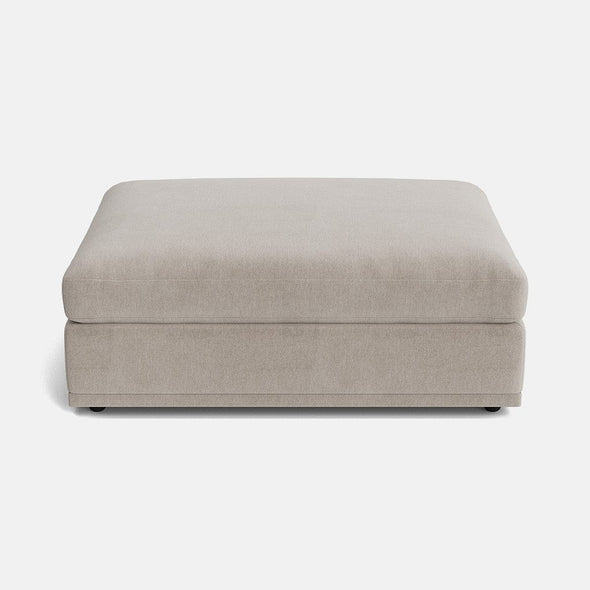 Edgware Luxe Chenille Footstool - Pale Linen
