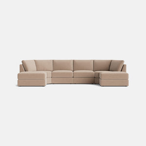 Lumi Luxe Chenille XL U Shape Sofa Footstool End - Ash Taupe