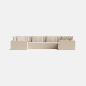 Lila Natural Linen Blend Loose Covers XL U-Shape Sofa Closed End - Crisp Linen