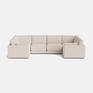 Zaya Textured Boucle XL U Shape Closed End Sofa - Stone Whisper