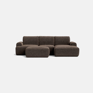 Prague Luxe Chenille  Right Corner & Footstool Set - Walnut Bark