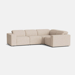 Juno Real Leather Right Corner Motion Sofa - Stone Oat
