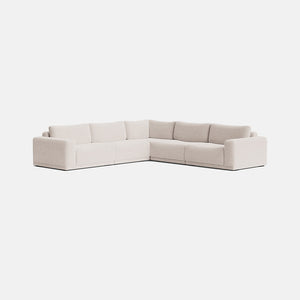 Keira Textured Chenille Double Corner Sofa - Sand Whisper