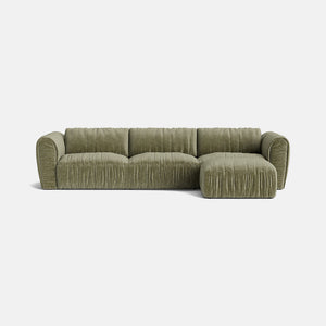 The Matcha Luxe Chenille Left/Right Corner Footstool End Sofa - Calm Green