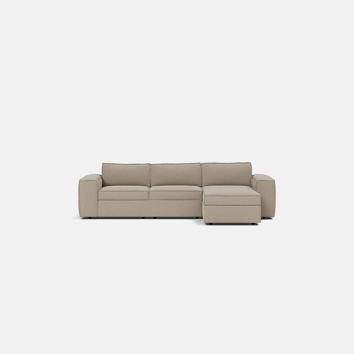 Marylebone Luxe Chenille Right Corner Sofa Bed with Chaise Storage - Soft Truffle - OUTLET