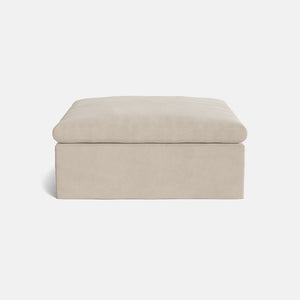 Lila Natural Linen Blend Loose Covers Footstool - Crisp Linen
