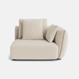 Carmen Soft Woven Texture Right Arm Piece - Parchment Beige