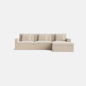 Lila Natural Linen Blend Loose Covers Left/Right Corner Sofa Footstool End - Crisp Linen